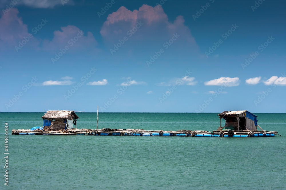 Floating house on the island of Phu Quoc, Vietnam, Asia