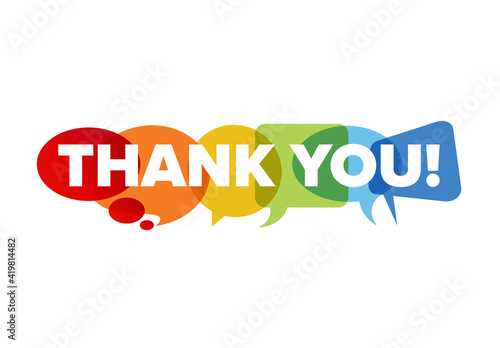 Thank you lettering template made from speech bubble photo