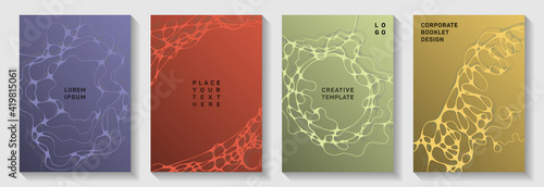 Cool dance party flyers. flexible curve lines geometry backdrops. Creative brochure vector layouts. Electronic music party posters set fluid wavy graphic design.