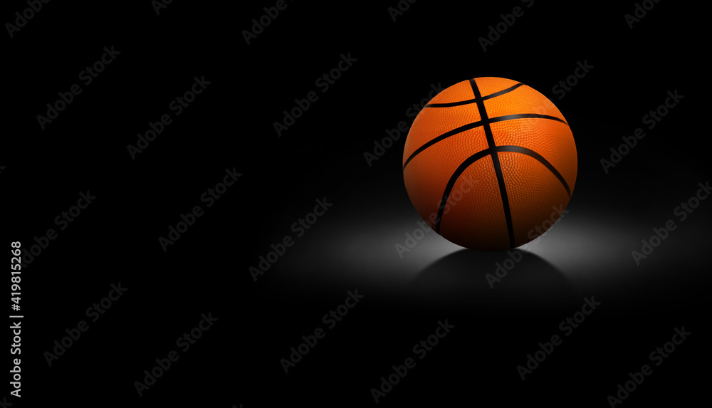 Fototapeta Basketball ball on black background