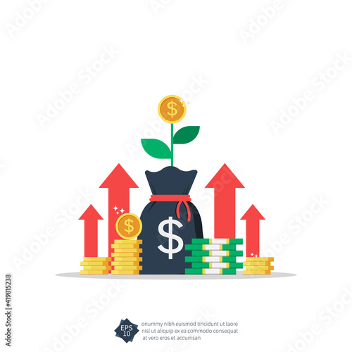 Income increase or revenue growth symbol vector illustration.