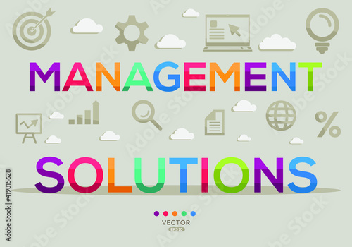 Creative (management solutions) Banner Word with Icon ,Vector illustration.