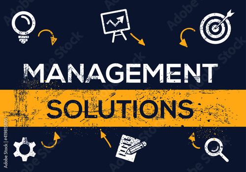 Creative (management solutions) Banner Word with Icon ,Vector illustration.