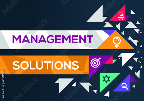 Creative (management solutions) Banner Word with Icon ,Vector illustration.