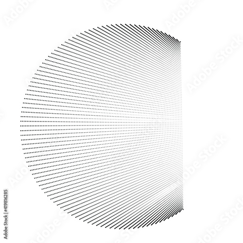 Halftone dots in Semi Circle Form .  Vector Illustration .Technology round. Moon Logo . Design element . Abstract Geometric shape .