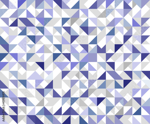 Abstract vector background. Geometric design brochure. White and blue color banner backdrop. Triangular seamless pattern