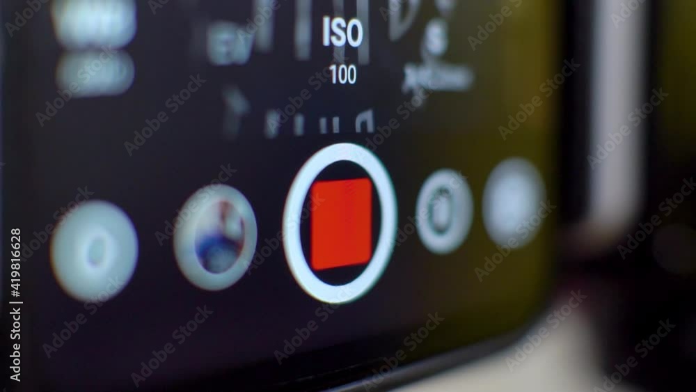 man finger presses the record video button on your phone. Close-up. man finger presses the record video button on your phone. Close-up.