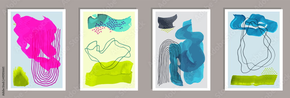 Watercolor creative banners vector collection.