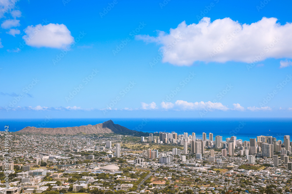 Obraz premium Tantalus Lookout Puu Ualakaa State Park Honolulu Oahu Hawaii Diamond Head