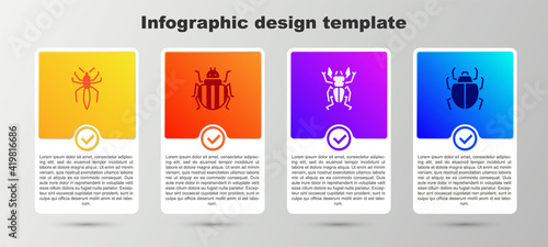 Set Spider, Colorado beetle, Beetle deer and Mite. Business infographic template. Vector.