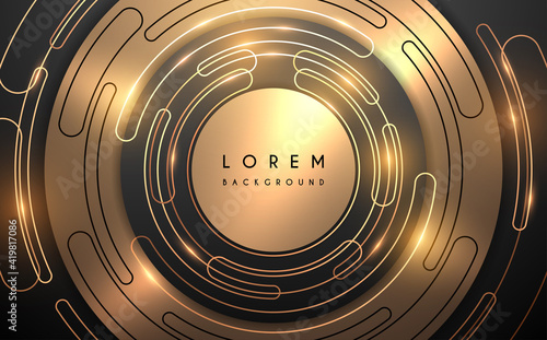 Gold and black circle lines background