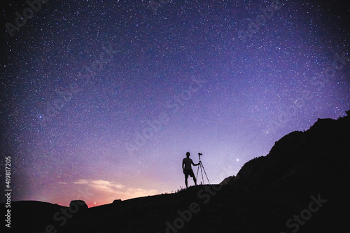 Oahu night starry milky way, Hawaii