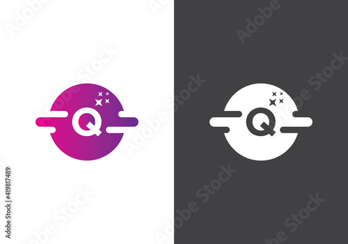 simple,clean,modern abstract  Q letter logo design and unique concept photo