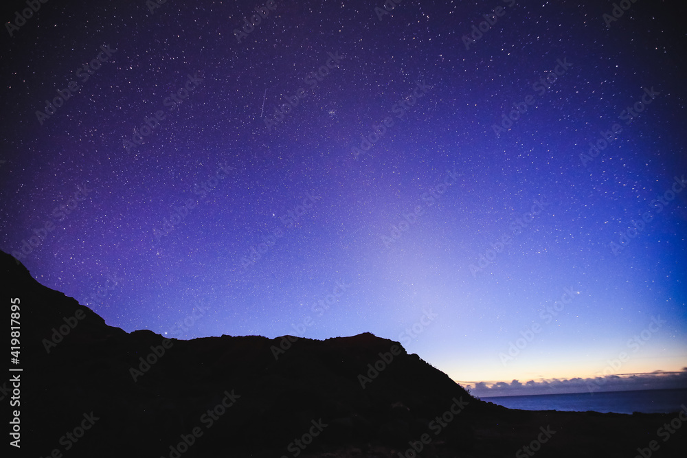 Oahu night starry milky way, Hawaii


