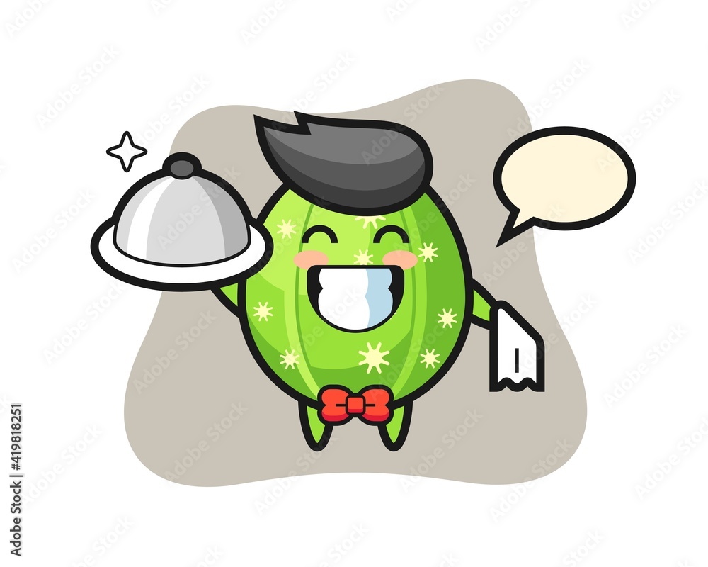 Character mascot of cactus as a waiters Character mascot of cactus as a waiters