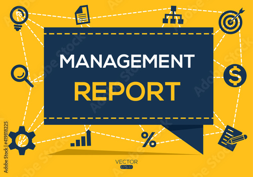 Creative (management report) Banner Word with Icon ,Vector illustration.