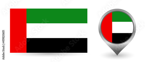 Vector flag United Arab Emirates. Location point