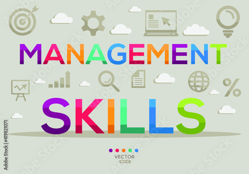 Creative (management skills) Banner Word with Icon ,Vector illustration.