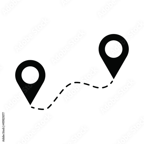 Distance icon illustration, pin sign symbol
