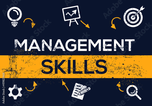Creative (management skills) Banner Word with Icon ,Vector illustration.