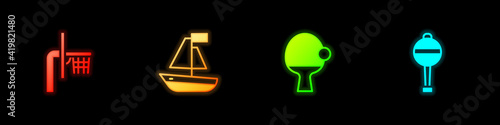 Set Basketball backboard, Toy boat, Racket and and Rattle baby toy icon. Vector.