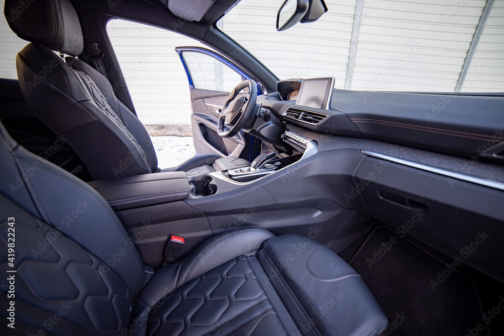 empty modern car interior front seat