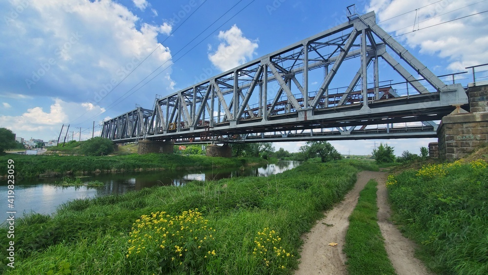Fototapeta premium bridge over river in the park