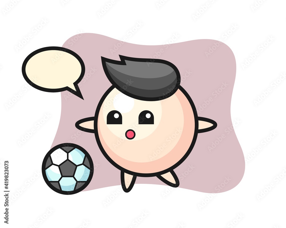 Illustration of pearl cartoon is playing soccer