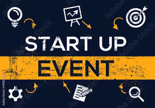 Creative (startup event) Banner Word with Icon ,Vector illustration.