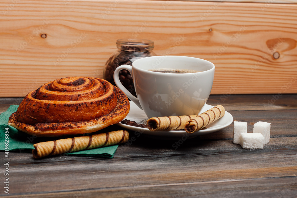 sweet bun dessert for breakfast coffee cup cinnabon sweet bun dessert for breakfast coffee cup cinnabon