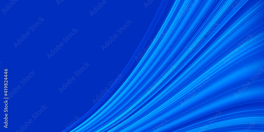 Fototapeta premium Glowing abstract wave on dark, shiny motion, magic space light. Vector techno abstract background, blue color 