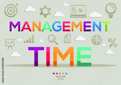 Creative (management time) Banner Word with Icon ,Vector illustration.