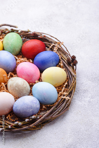 Color Easter eggs painted with organic dye