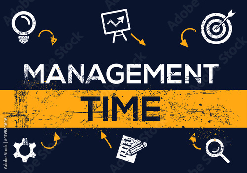 Creative (management time) Banner Word with Icon ,Vector illustration.