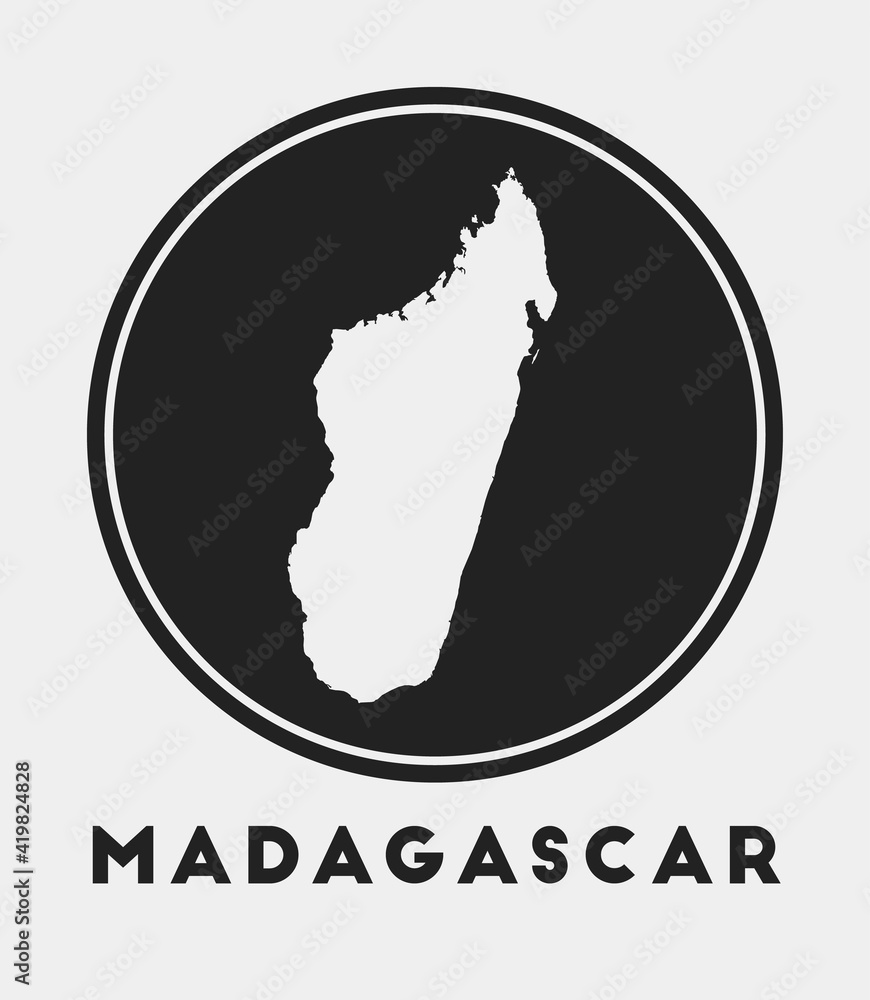 Madagascar icon. Round logo with country map and title. Stylish Madagascar badge with map. Vector illustration. Madagascar icon. Round logo with country map and title. Stylish Madagascar badge with map. Vector illustration.