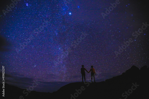 Oahu night starry milky way, Hawaii