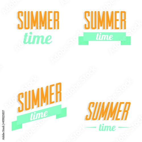 Vector illustrations set of "summer time" lettering on white background.