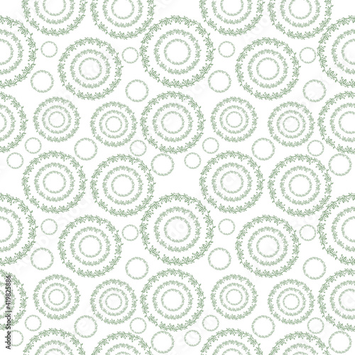 Seamless pattern of hand drawn floral wreaths. Floral template for creating invitations, posters, cards. Doodle vector illustration. Isolated on white background. Stock illustration