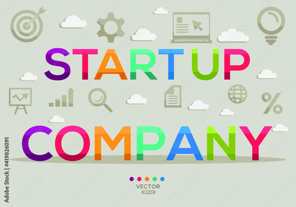 Creative (start up company) Banner Word with Icon ,Vector illustration.