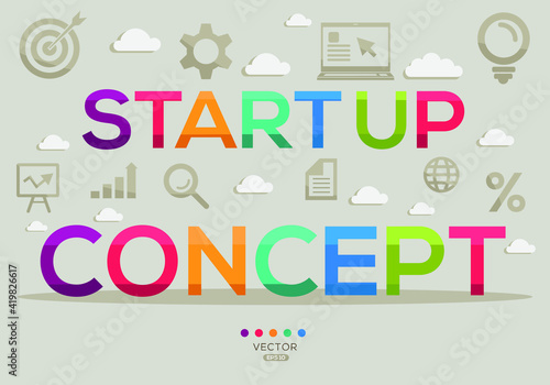 Creative (start up concept) Banner Word with Icon ,Vector illustration.