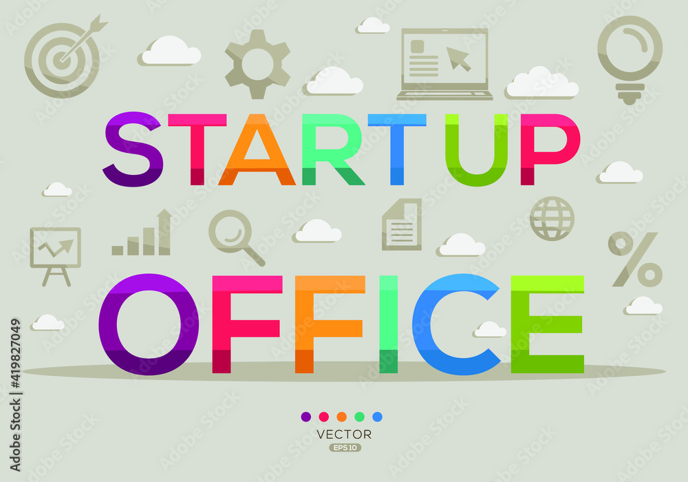 Creative (start up office) Banner Word with Icon ,Vector illustration.