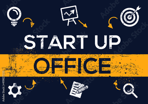 Creative (start up office) Banner Word with Icon ,Vector illustration.