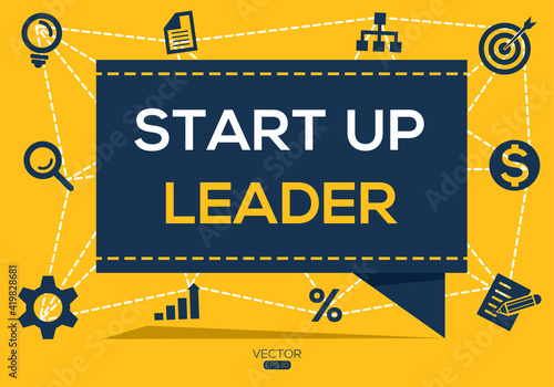 Creative (startup leader) Banner Word with Icon ,Vector illustration.
