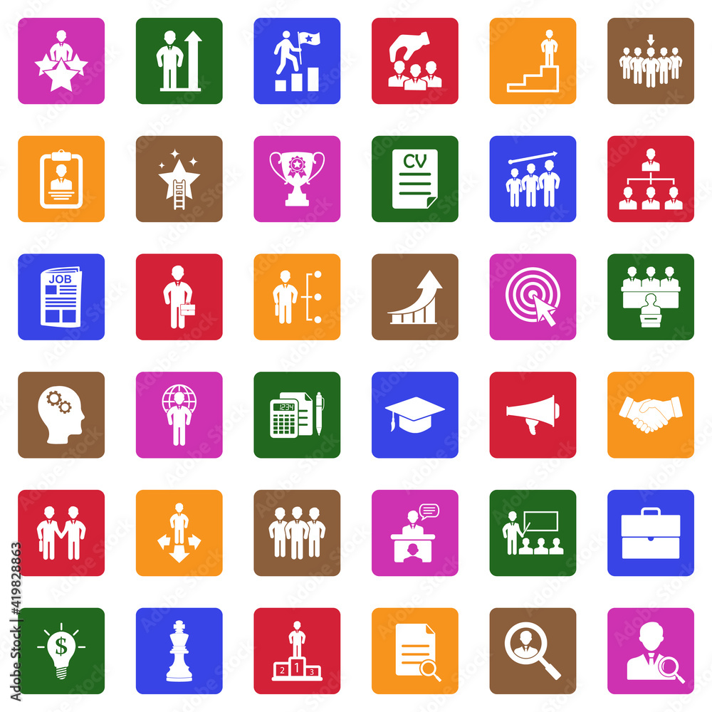 Career Path Icons. White Flat Design In Square. Vector Illustration. Career Path Icons. White Flat Design In Square. Vector Illustration.