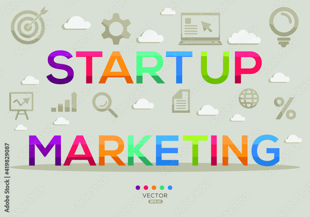 Creative (startup marketing) Banner Word with Icon ,Vector illustration.