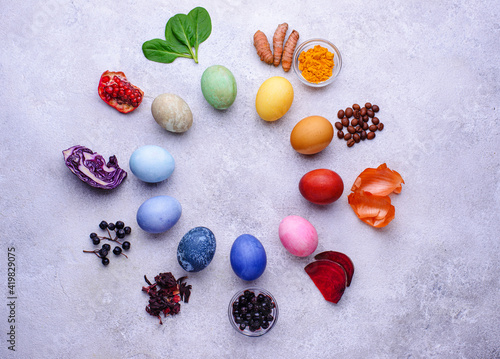 Color Easter eggs painted with organic dye