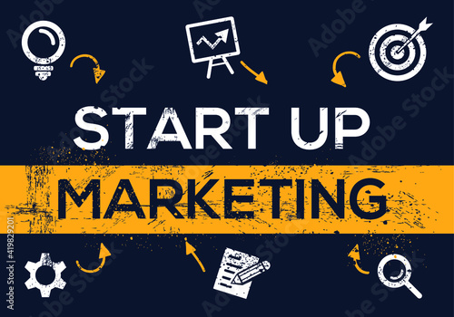Creative (startup marketing) Banner Word with Icon ,Vector illustration.
