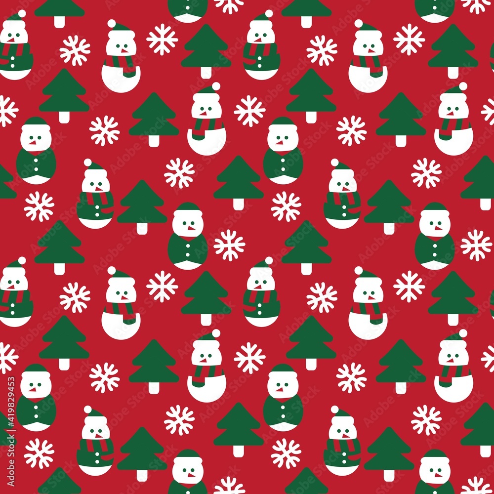 Christmas Snowman seamless pattern design
