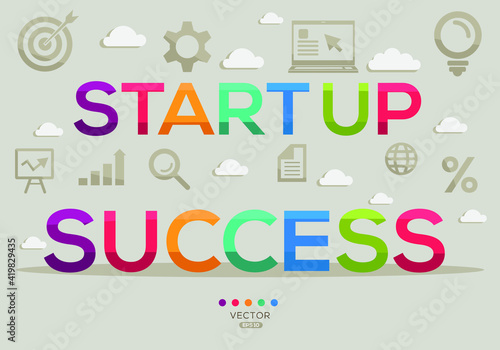 Creative (startup success) Banner Word with Icon ,Vector illustration.