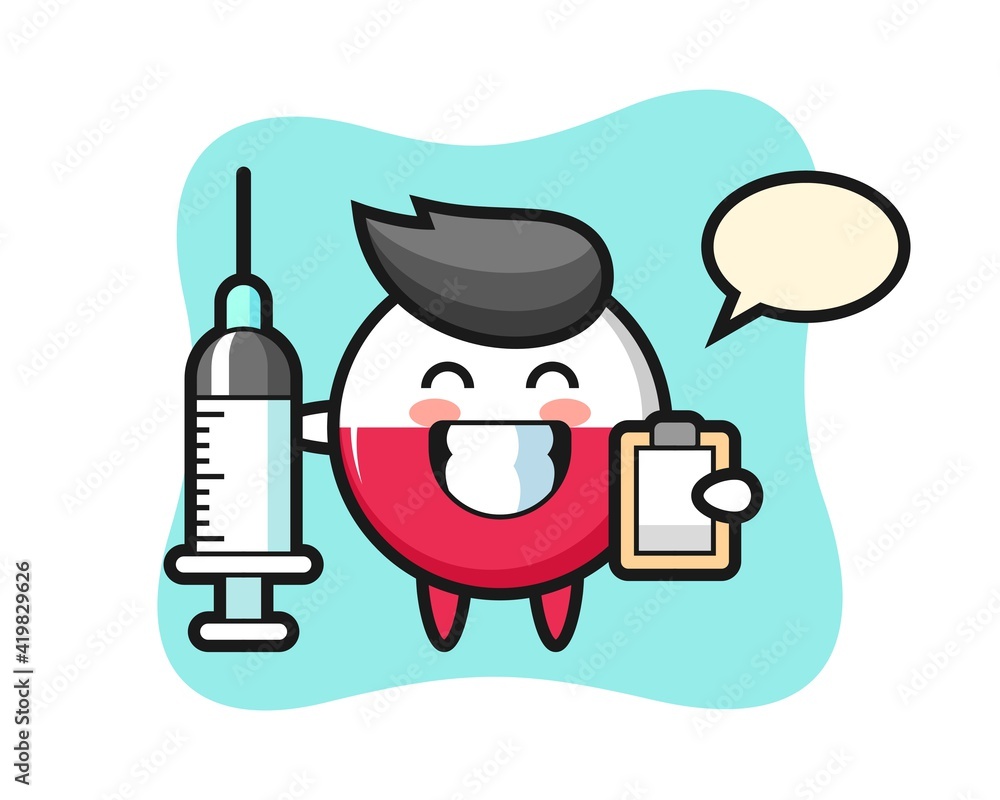 Mascot illustration of poland flag badge as a doctor